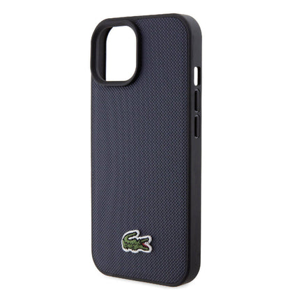 iPhone 15 Kılıf Lacoste orijinal Lisanslı PU Pike Desenli Arka Yüzey İkonik Timsah Dokuma Logolu Kılıf