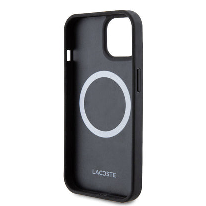 iPhone 15 Kılıf Lacoste orijinal Lisanslı PU Pike Desenli Arka Yüzey İkonik Timsah Dokuma Logolu Kılıf