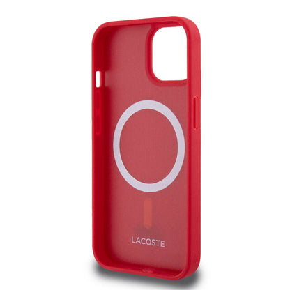 iPhone 15 Kılıf Lacoste orijinal Lisanslı PU Pike Desenli Arka Yüzey İkonik Timsah Dokuma Logolu Kılıf