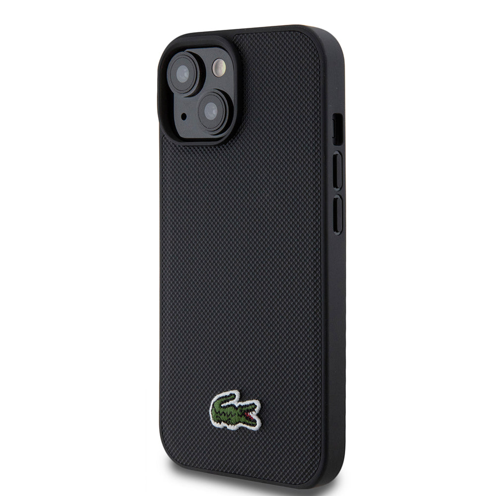 iPhone 15 Kılıf Lacoste orijinal Lisanslı PU Pike Desenli Arka Yüzey İkonik Timsah Dokuma Logolu Kılıf + Type-C Kablo 1.5m