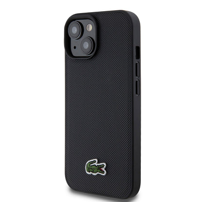 iPhone 15 Kılıf Lacoste orijinal Lisanslı PU Pike Desenli Arka Yüzey İkonik Timsah Dokuma Logolu Kılıf + Type-C Kablo 1.5m