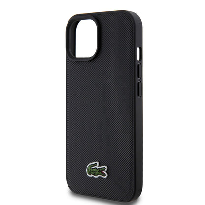 iPhone 15 Kılıf Lacoste orijinal Lisanslı PU Pike Desenli Arka Yüzey İkonik Timsah Dokuma Logolu Kılıf + Type-C Kablo 1.5m