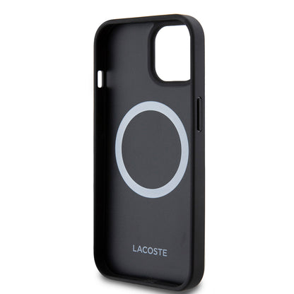 iPhone 15 Kılıf Lacoste orijinal Lisanslı PU Pike Desenli Arka Yüzey İkonik Timsah Dokuma Logolu Kılıf + Type-C Kablo 1.5m
