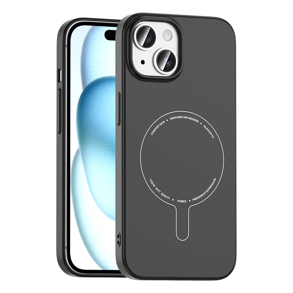 iPhone 15 Kılıf M-Safe Şarj Özellikli Kamera Korumalı Zore Elio Sert PC Kılıf