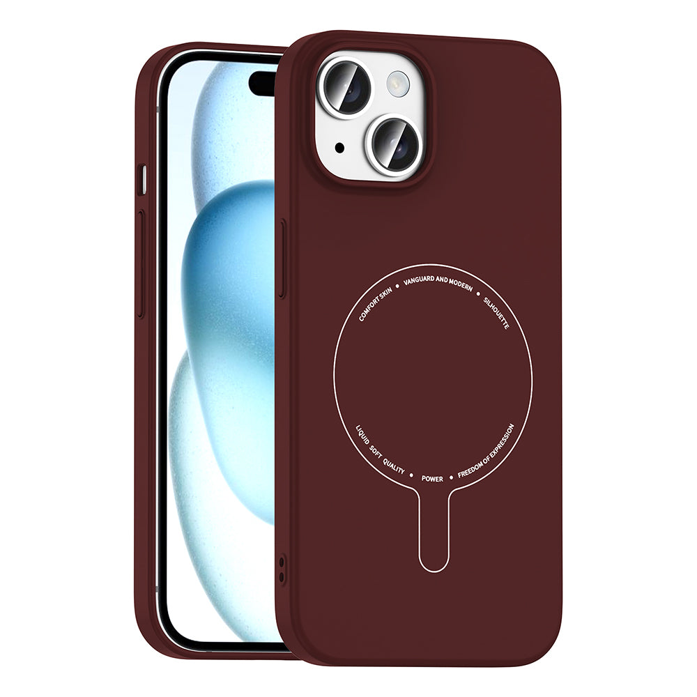 iPhone 15 Kılıf M-Safe Şarj Özellikli Kamera Korumalı Zore Elio Sert PC Kılıf