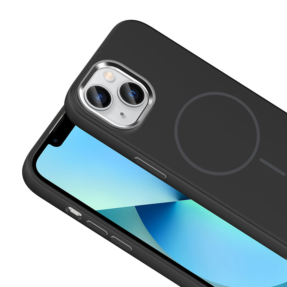iPhone 15 Kılıf M-Safe Şarj Özellikli Metal Kamera Çerçeveli Zore Edi Silikon Kılıf
