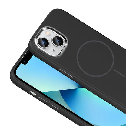 iPhone 15 Kılıf M-Safe Şarj Özellikli Metal Kamera Çerçeveli Zore Edi Silikon Kılıf