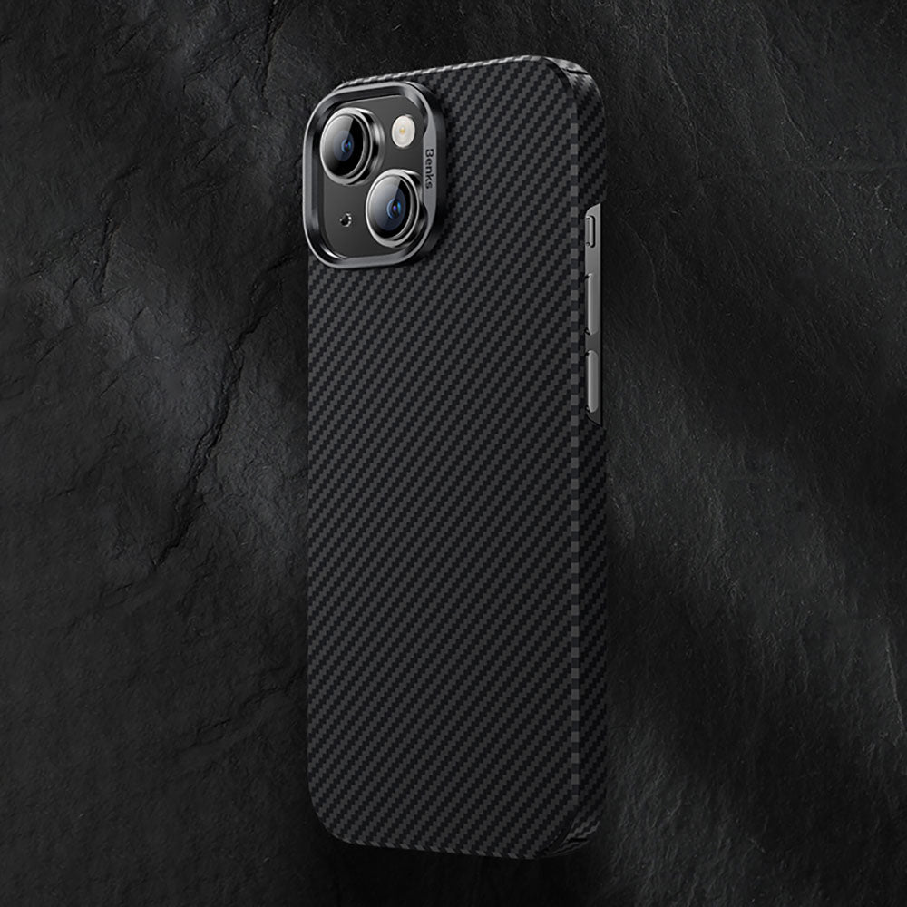 iPhone 15 Kılıf M-safe Özellikli Karbon Fiber Benks Essential ArmorAir 600D Kevlar Kılıf