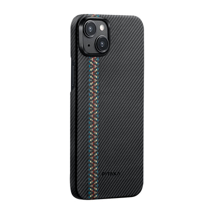 iPhone 15 Kılıf M-safe Şarj Özellikli 600D Aramid Fiber Pitaka Tactile Woven Orchestra Serisi Rhapsody Kılıf