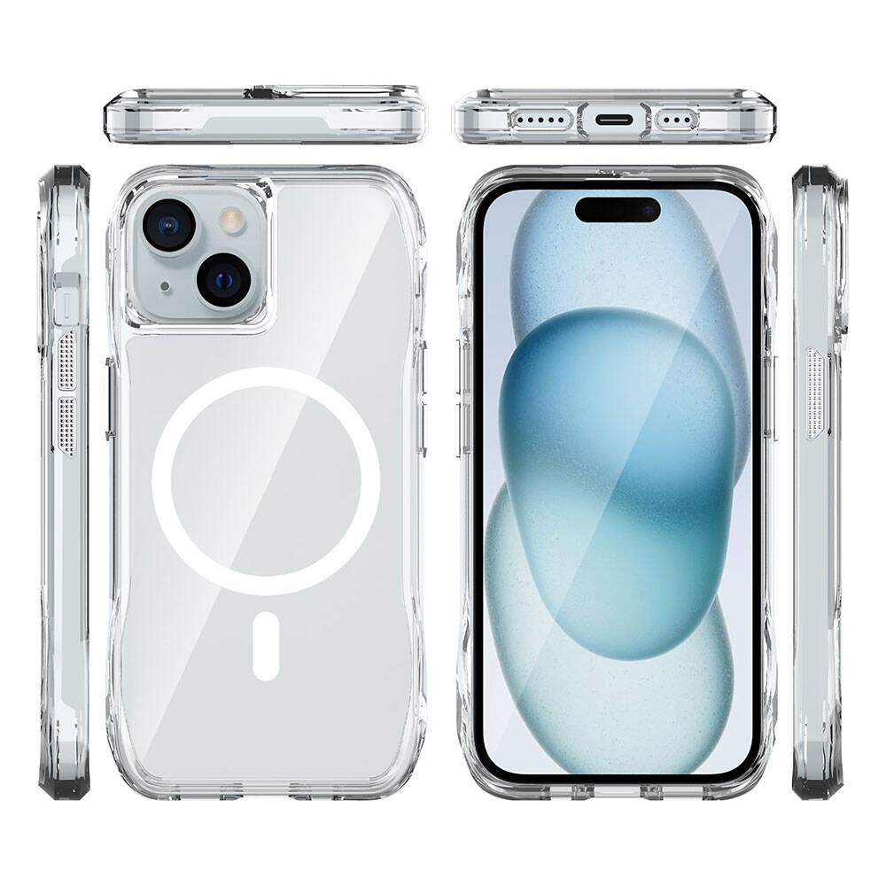iPhone 15 Kılıf M-safe Şarj Özellikli Airbagli Şeffaf Zore İncek Kılıf