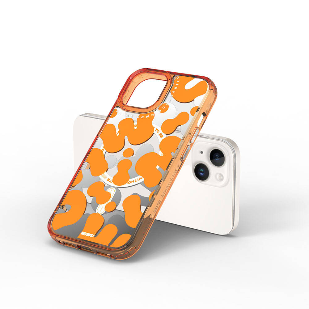 iPhone 15 Kılıf M-safe Şarj Özellikli Boya Desenli Wiwu Fluorescent G Serisi Kılıf