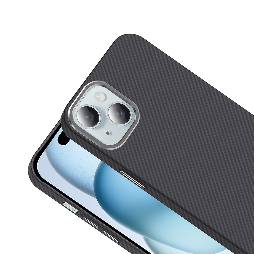 iPhone 15 Kılıf M-safe Şarj Özellikli Karbon Fiber Görünümlü Zore Gros Kılıf