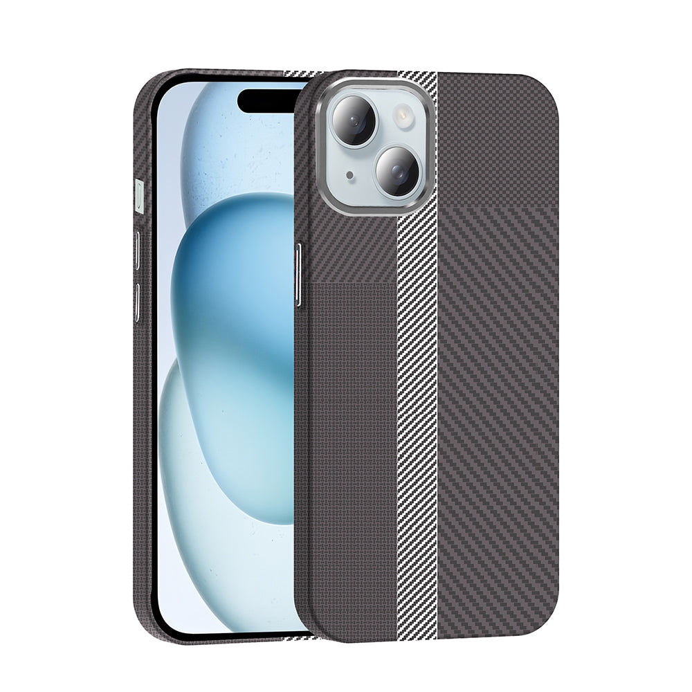 iPhone 15 Kılıf M-safe Şarj Özellikli Karbon Fiber Görünümlü Zore Gros Kılıf