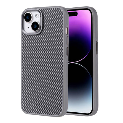 iPhone 15 Kılıf M-safe Şarj Özellikli Karbon Fiber Görünümlü Zore Troy Kılıf