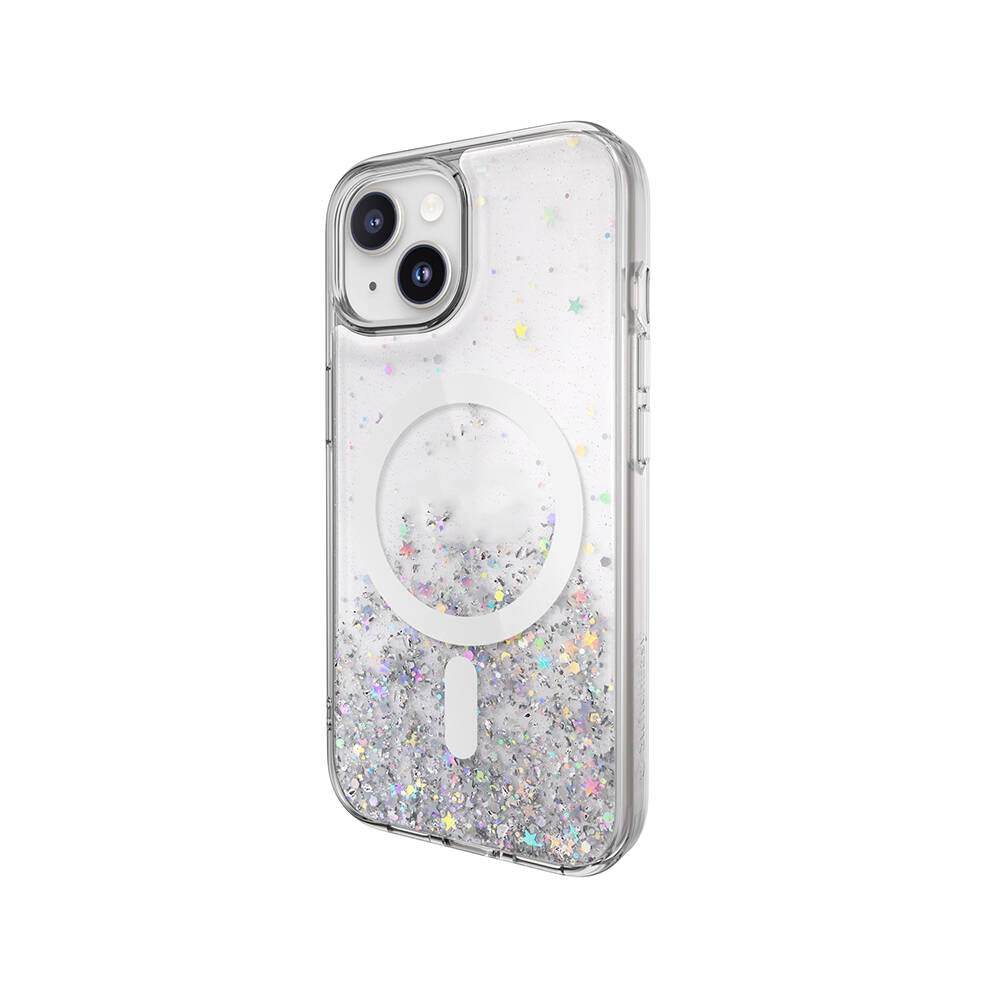 iPhone 15 Kılıf M-safe Şarj Özellikli Parlayan Simli Şeffaf Lisanslı Switcheasy Starfield-M Kılıf