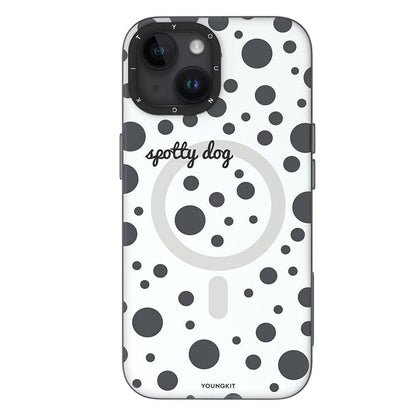 iPhone 15 Kılıf M-safe Şarj Özellikli Polka Dot Desenli Youngkit Spots Serisi Kılıf