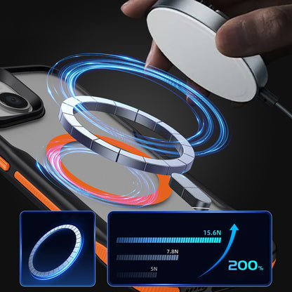 iPhone 15 Kılıf M-safe Şarj Özellikli Renkli Kenar Airbag Şeritli Zore Lamer Kılıf