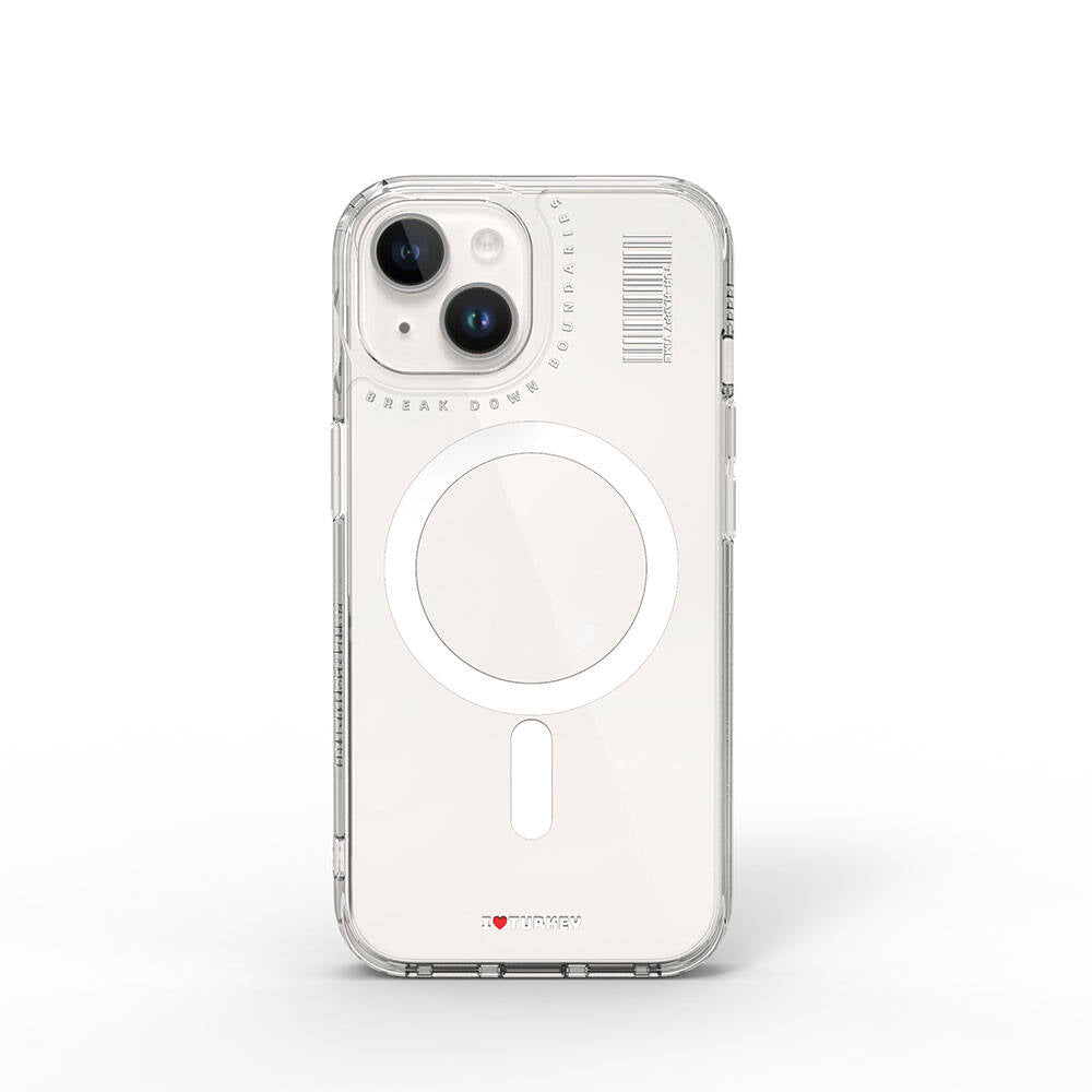 iPhone 15 Kılıf M-safe Şarj Özellikli Şeffaf Transparan Wiwu Turkey D Serisi Kılıf