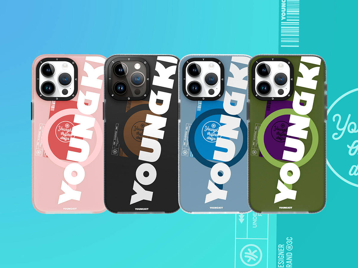 iPhone 15 Kılıf M-safe Şarj Özellikli Youngkit Binfen Serisi Yazı Temalı Kılıf