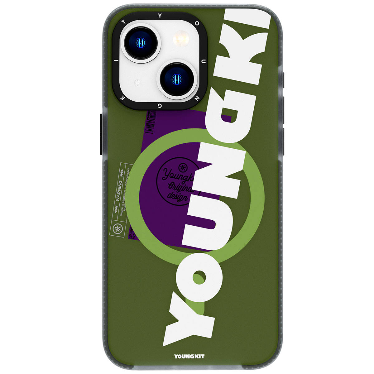 iPhone 15 Kılıf M-safe Şarj Özellikli Youngkit Binfen Serisi Yazı Temalı Kılıf