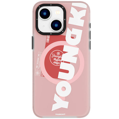 iPhone 15 Kılıf M-safe Şarj Özellikli Youngkit Binfen Serisi Yazı Temalı Kılıf