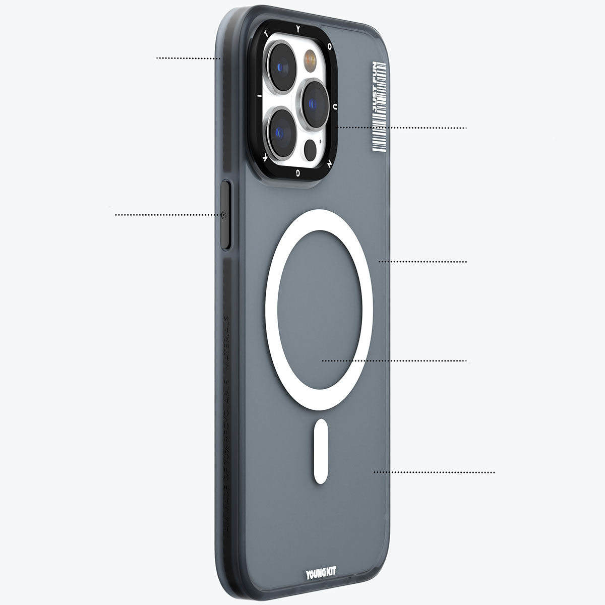 iPhone 15 Kılıf M-safe Şarj Özellikli Youngkit Colored Sand Serisi Kılıf