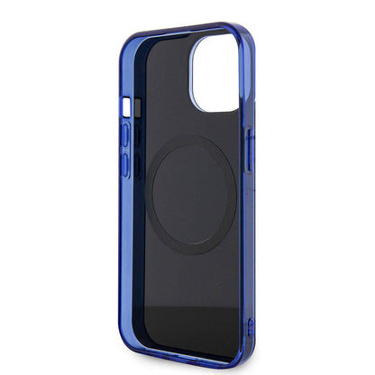 iPhone 15 Kılıf Mercedes Benz Orijinal Lisanslı M-safe Şarj Özellikli Çift Katmanlı Mavi Yıldız Desenli Kılıf