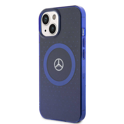 iPhone 15 Kılıf Mercedes Benz orijinal Lisanslı M-safe Şarj Özellikli Çift Katmanlı Mavi Yıldız Desenli Kılıf