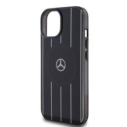 iPhone 15 Kılıf Mercedes Benz orijinal Lisanslı M-safe Şarj Özellikli Çift Katmanlı Paralel Çizgi Desenli Kılıf