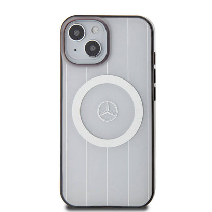 iPhone 15 Kılıf Mercedes Benz orijinal Lisanslı M-safe Şarj Özellikli Çift Katmanlı Paralel Çizgi Desenli Kılıf