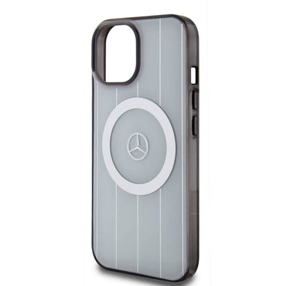 iPhone 15 Kılıf Mercedes Benz orijinal Lisanslı M-safe Şarj Özellikli Çift Katmanlı Paralel Çizgi Desenli Kılıf