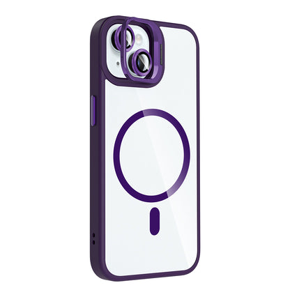 iPhone 15 Kılıf Standlı ve Kamera Lens Hediyeli M-Safe Şarj Özellikli Zore Etro Kılıf