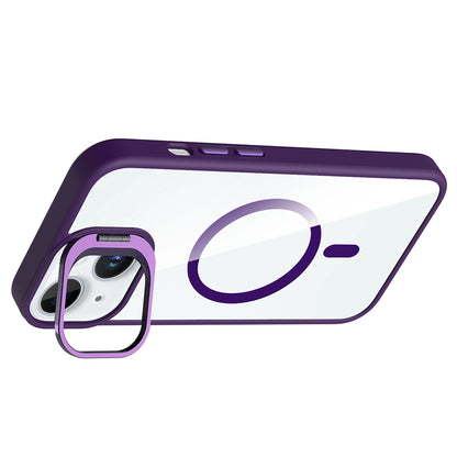 iPhone 15 Kılıf Standlı ve Kamera Lens Hediyeli M-Safe Şarj Özellikli Zore Etro Kılıf