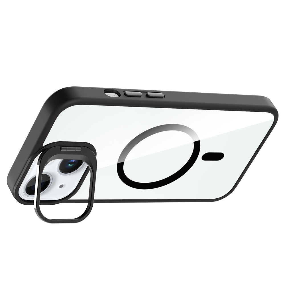 iPhone 15 Kılıf Standlı ve Kamera Lens Hediyeli M-Safe Şarj Özellikli Zore Etro Kılıf