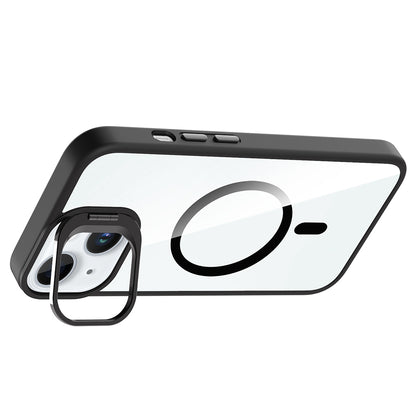 iPhone 15 Kılıf Standlı ve Kamera Lens Hediyeli M-Safe Şarj Özellikli Zore Etro Kılıf