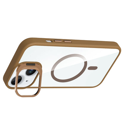 iPhone 15 Kılıf Standlı ve Kamera Lens Hediyeli M-Safe Şarj Özellikli Zore Etro Kılıf