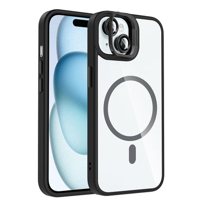 iPhone 15 Kılıf Standlı ve Kamera Lens Hediyeli M-Safe Şarj Özellikli Zore Etro Kılıf