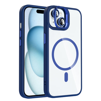 iPhone 15 Kılıf Standlı ve Kamera Lens Hediyeli M-Safe Şarj Özellikli Zore Etro Kılıf