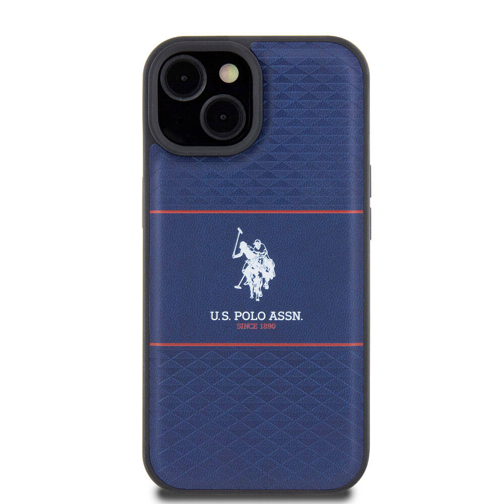 iPhone 15 Kılıf U.S. Polo Assn. Orijinal Lisanslı Deri Şeritli Logo Dizayn Kılıf