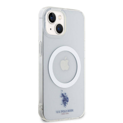 iPhone 15 Kılıf U.S. Polo Assn. Orijinal Lisanslı M-safe Şarj Özellikli Transparan Tasarım Kılıf