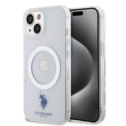 iPhone 15 Kılıf U.S. Polo Assn. Orijinal Lisanslı M-safe Şarj Özellikli Transparan Tasarım Kılıf
