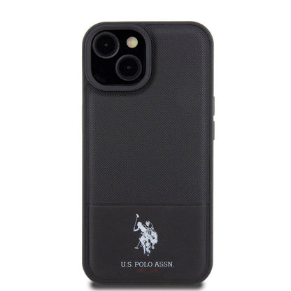 iPhone 15 Kılıf U.S. Polo Assn. Orijinal Lisanslı Suni Deri Arka Yüzey Baskı Logolu Örgü Desenli Kılıf