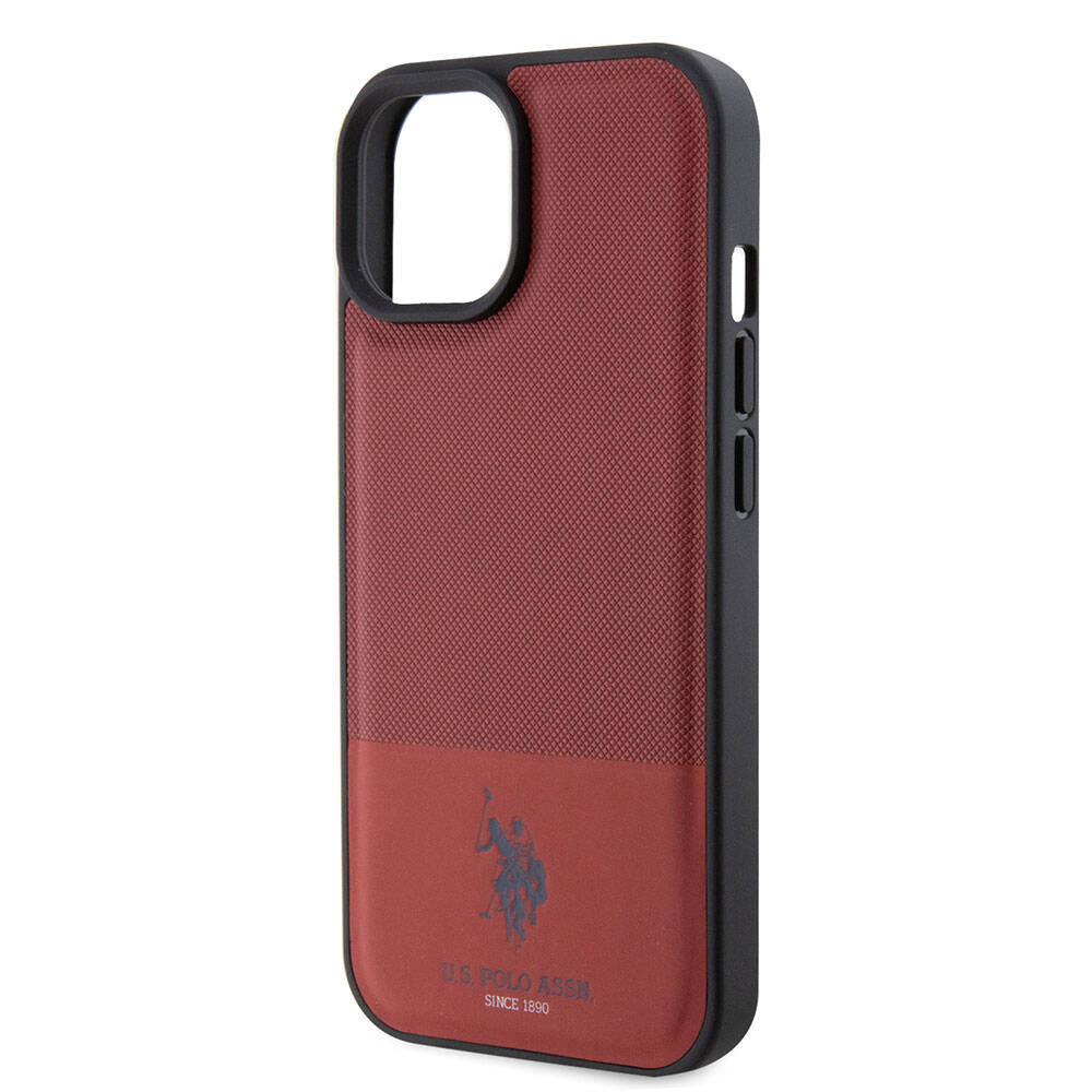 iPhone 15 Kılıf U.S. Polo Assn. Orijinal Lisanslı Suni Deri Arka Yüzey Baskı Logolu Örgü Desenli Kılıf