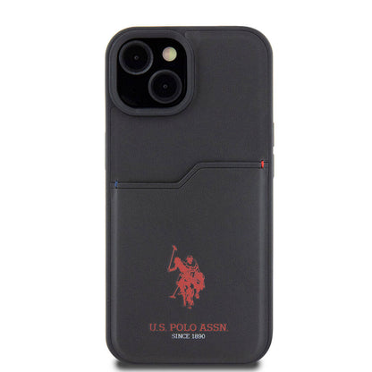 iPhone 15 Kılıf U.S. Polo Assn. orijinal Lisanslı Baskı Logolu PU Kartlıklı Kılıf