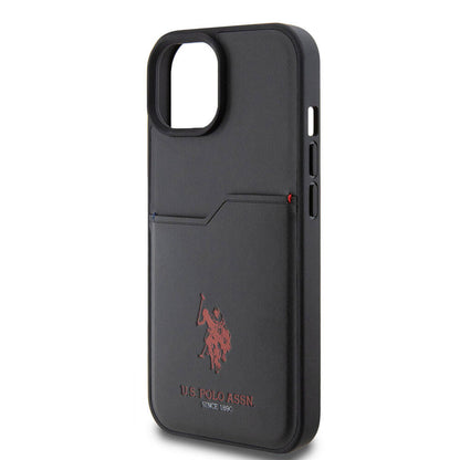 iPhone 15 Kılıf U.S. Polo Assn. orijinal Lisanslı Baskı Logolu PU Kartlıklı Kılıf
