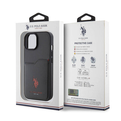 iPhone 15 Kılıf U.S. Polo Assn. orijinal Lisanslı Baskı Logolu PU Kartlıklı Kılıf