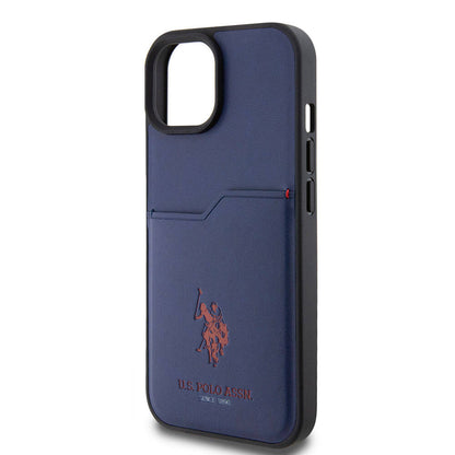 iPhone 15 Kılıf U.S. Polo Assn. orijinal Lisanslı Baskı Logolu PU Kartlıklı Kılıf
