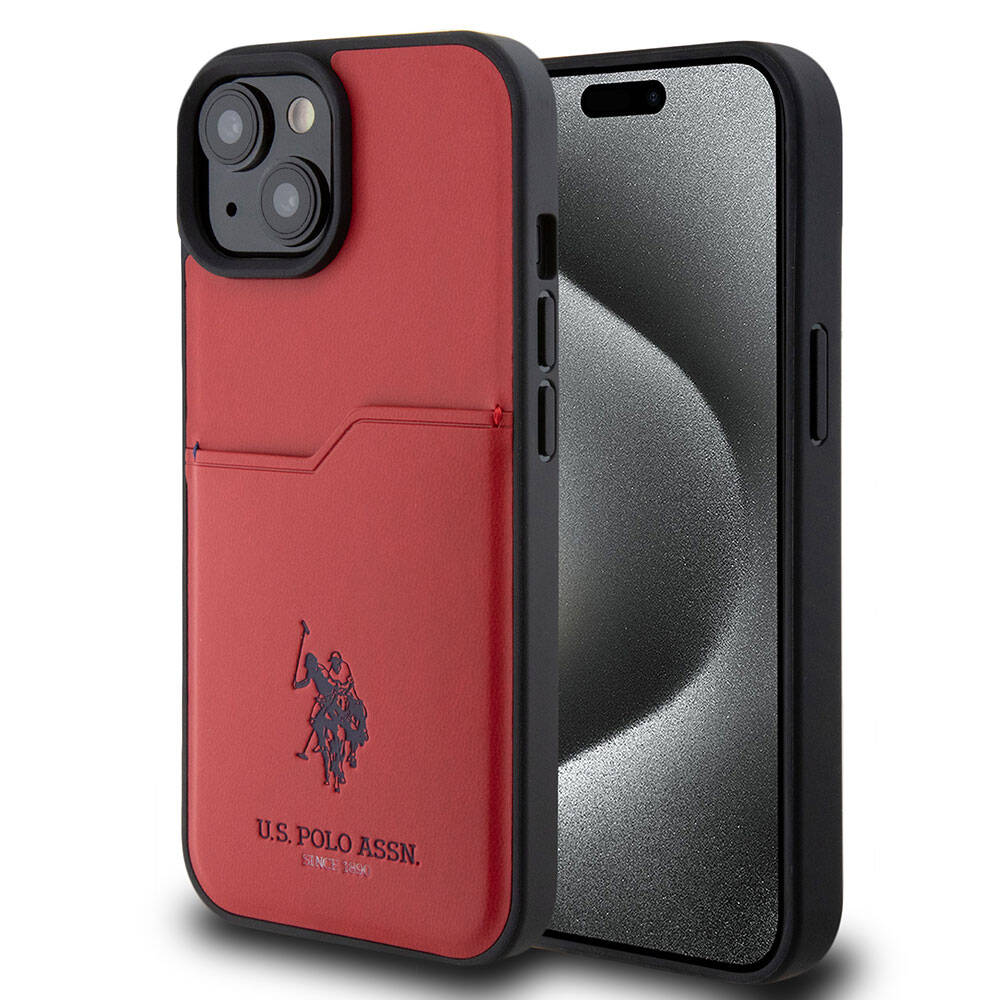 iPhone 15 Kılıf U.S. Polo Assn. orijinal Lisanslı Baskı Logolu PU Kartlıklı Kılıf