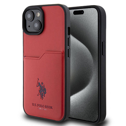 iPhone 15 Kılıf U.S. Polo Assn. orijinal Lisanslı Baskı Logolu PU Kartlıklı Kılıf