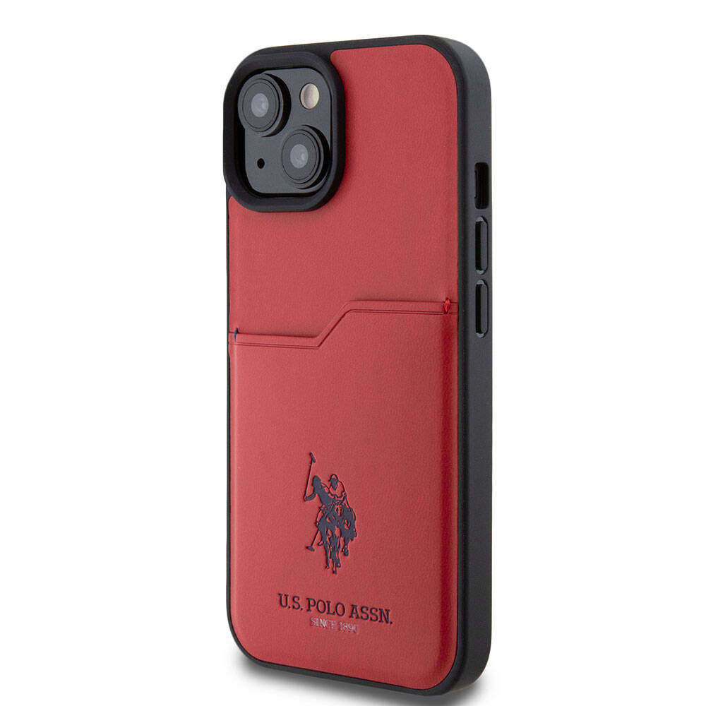 iPhone 15 Kılıf U.S. Polo Assn. orijinal Lisanslı Baskı Logolu PU Kartlıklı Kılıf